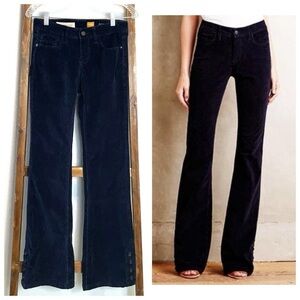 Pilcro Navy Blue Stet Button Hem Flared Corduroy Pants Size 28/4